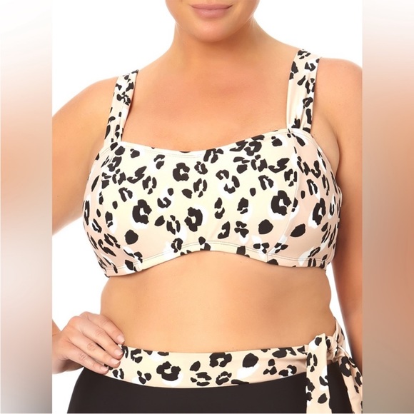Terra & Sky Other - Terra & Sky Womens Leopard Print Tie Bralette Bikini Top Size 3X (24W-26W)
